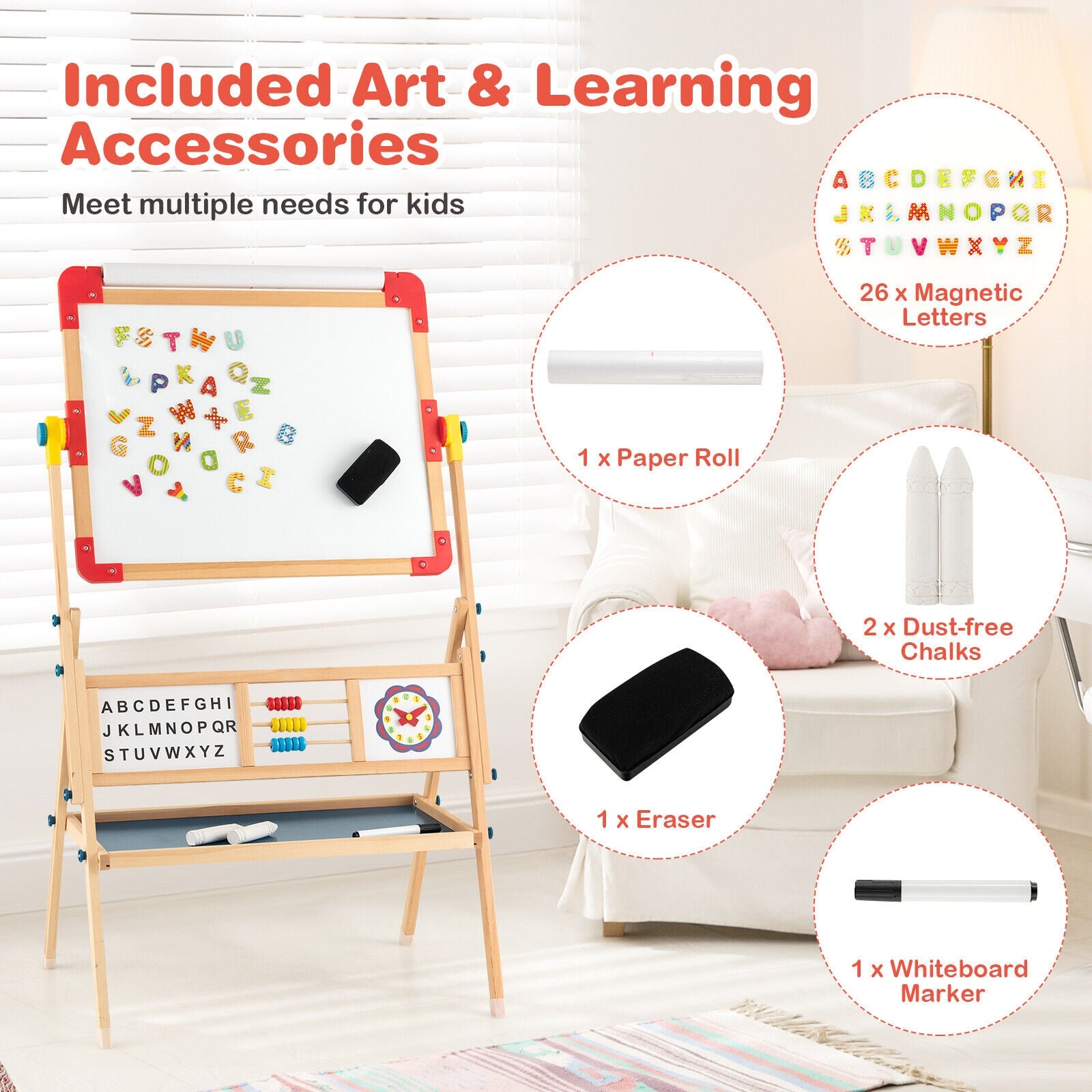 3-in-1 Wooden Art Easel for Kids with Drawing Paper Roll, Multicolor Art Easels at Gallery Canada