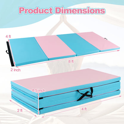 Folding Gymnastics Mat with Carry Handles and Sweatproof Detachable PU Leather Cover, Blue Yoga & Gym Mats at Gallery Canada
