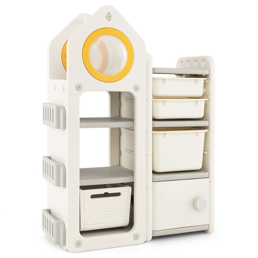 Multipurpose Toy Chest Bookshelf With Mobile Trolley, Gray Kids Storage Gray at Gallery Canada