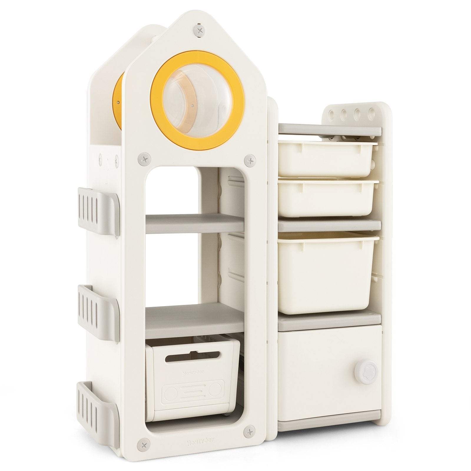 Multipurpose Toy Chest and Bookshelf with Mobile Trolley, Gray Kids Storage Gray at Gallery Canada