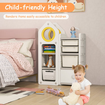Multipurpose Toy Chest and Bookshelf with Mobile Trolley, Gray Kids Storage at Gallery Canada