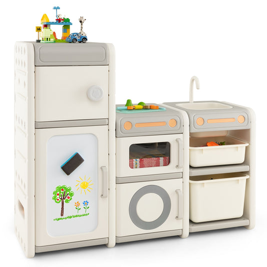Multipurpose Toy Chest, Bookshelf With Magnetic Whiteboard, Gray Kids Storage Gray at Gallery Canada