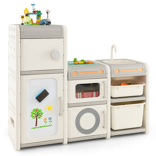 Multipurpose Toy Chest, Bookshelf With Magnetic Whiteboard, Gray