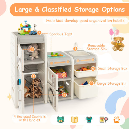 Multipurpose Toy Chest and Bookshelf with Magnetic Whiteboard, Gray Kids Storage at Gallery Canada