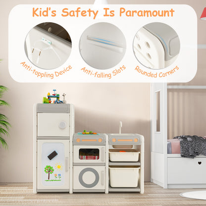 Multipurpose Toy Chest and Bookshelf with Magnetic Whiteboard, Gray Kids Storage at Gallery Canada