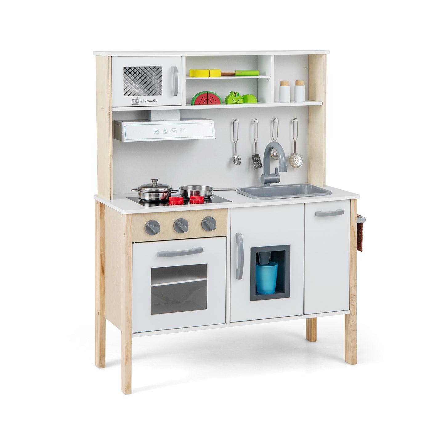 Wooden Pretend Play Kitchen Set, White Play Kitchen Sets White at Gallery Canada