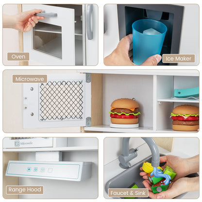 Wooden Pretend Play Kitchen Set for Toddlers, White Play Kitchen Sets at Gallery Canada