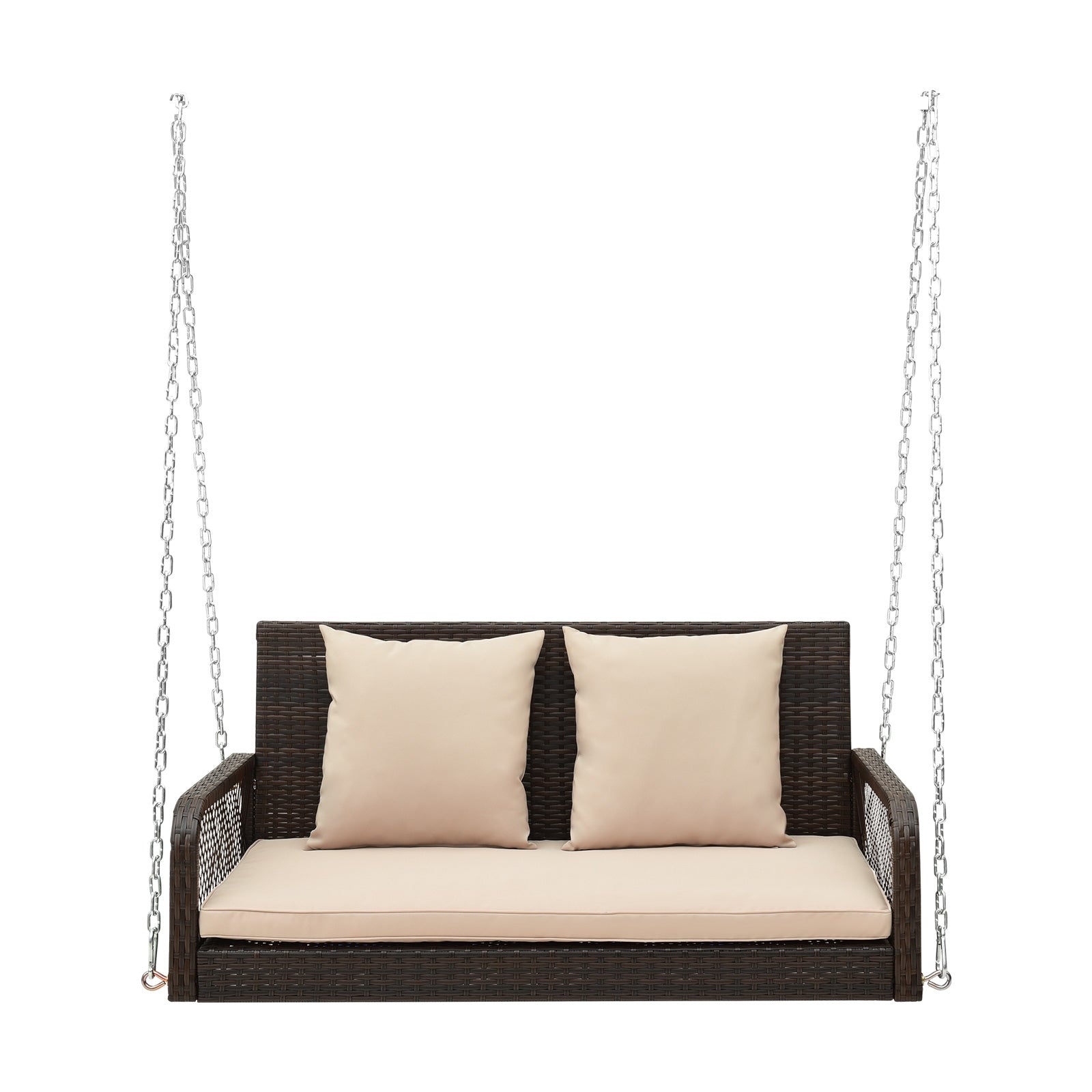 2-Person Outdoor Wicker Porch Swing, With Cushions, Beige Porch Swings at Gallery Canada
