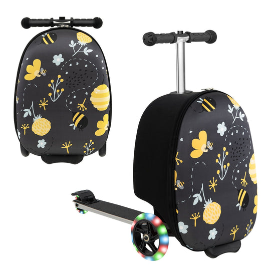 Hardshell Ride-on Suitcase Scooter with LED Flashing Wheels, Black - Gallery Canada