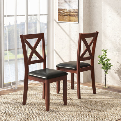 Set of 2 Wooden Kitchen Dining Chair with Padded Seat and Rubber Wood Legs, Black Dining Chairs at Gallery Canada