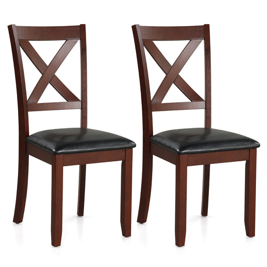 Set of 2 Wooden Kitchen Dining Chair with Padded Seat and Rubber Wood Legs, Black Dining Chairs Black at Gallery Canada