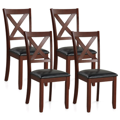 Set of 2 Wooden Kitchen Dining Chair with Padded Seat and Rubber Wood Legs, Black Dining Chairs at Gallery Canada