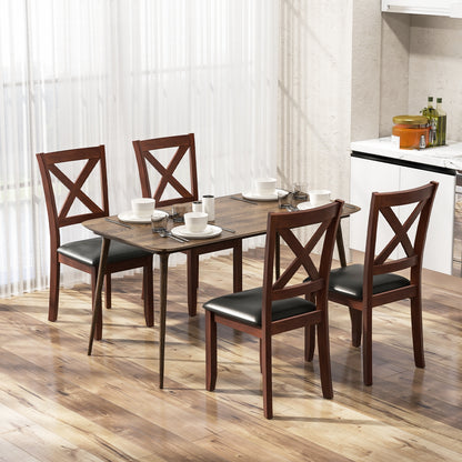 Set of 2 Wooden Kitchen Dining Chair with Padded Seat and Rubber Wood Legs, Black Dining Chairs at Gallery Canada