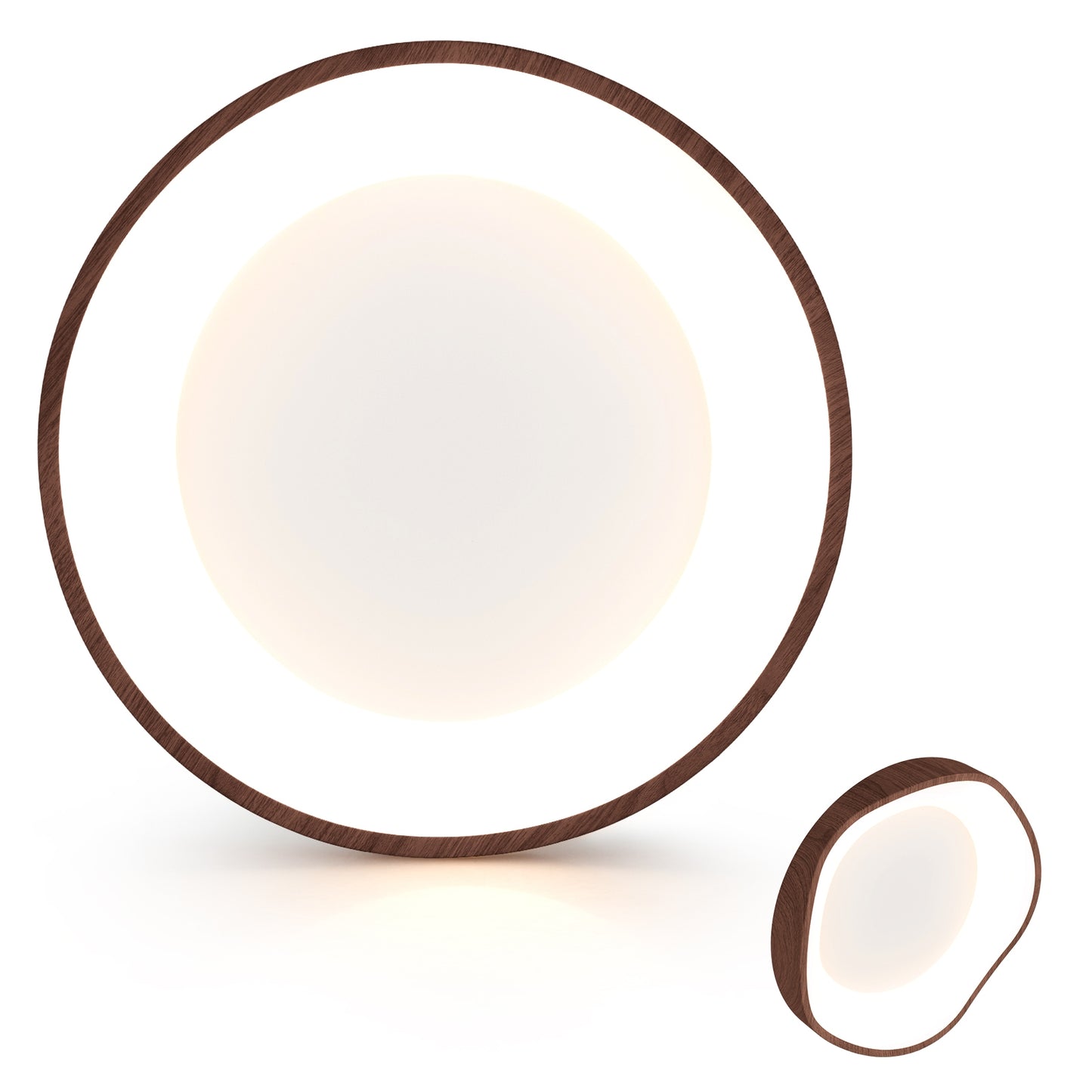 24W Modern LED Ceiling Light, Wood Pattern Metal Frame, Brown Ceiling Lights at Gallery Canada