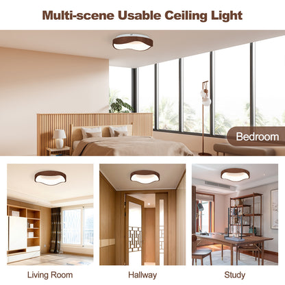 24W Modern LED Ceiling Light, Wood Pattern Metal Frame, Brown Ceiling Lights at Gallery Canada