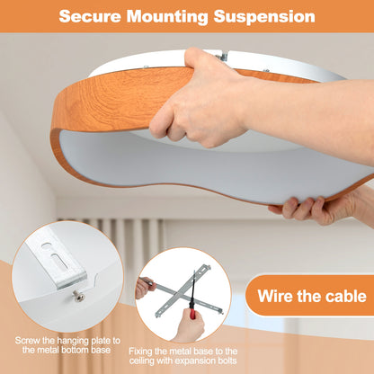 24W Modern LED Mount Ceiling Light with Wood Pattern and Metal Frame, Natural Ceiling Lights at Gallery Canada