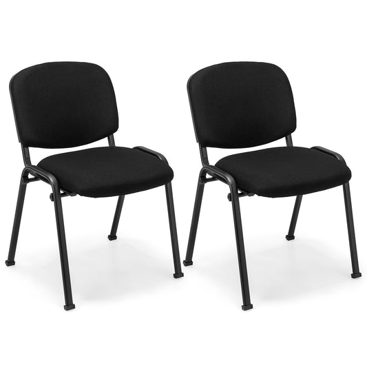 Office Chair with Metal Frame and Padded Cushions for Conference Room-Set of 2, Black - Gallery Canada