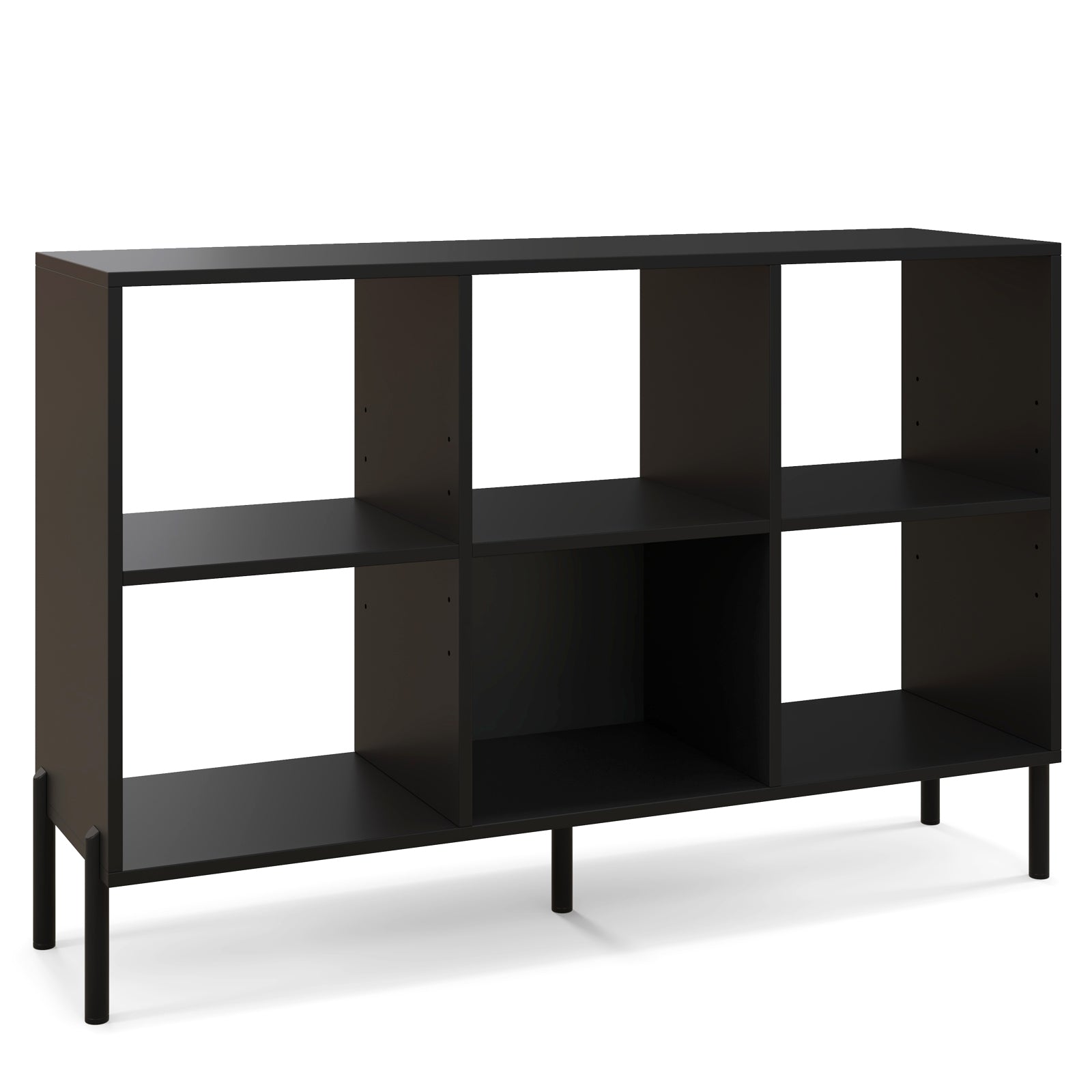 Open-Back Bookshelf with Drawer for Study, Black Bookcases at Gallery Canada