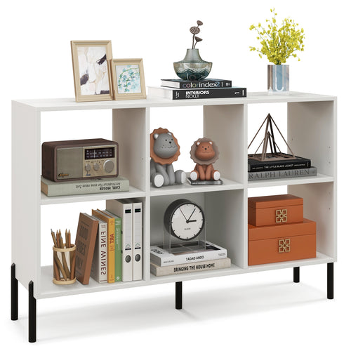 Open-Back Bookshelf with Drawer for Study, White