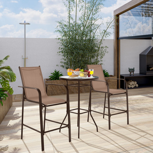 3 Pieces Outdoor Patio Bar Table Stool Set, Brown Patio Conversation Sets Brown at Gallery Canada