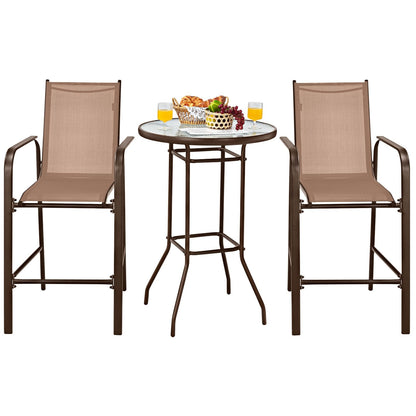 3 Piece Outdoor Patio Bar Table Stool Set, Brown Patio Conversation Sets at Gallery Canada