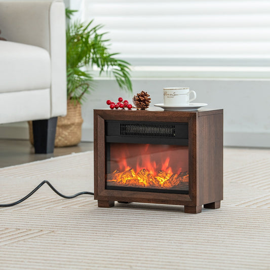 Mini Wooden Space Tabletop Fireplace with Realistic Flame Effect, Brown - Gallery Canada