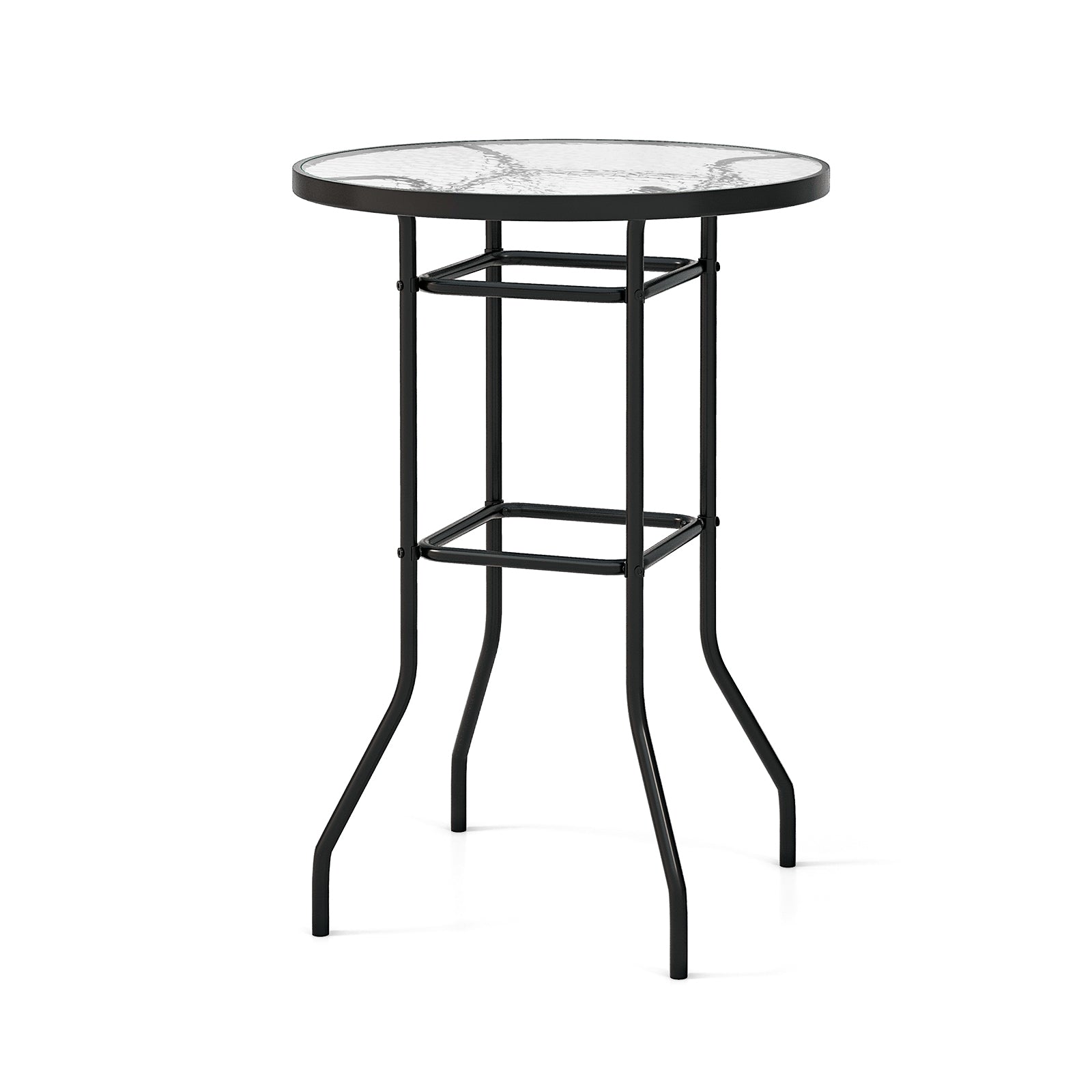 38 Inch Patio Bar Table with Tempered Glass Tabletop, Black Patio Bar Furniture at Gallery Canada
