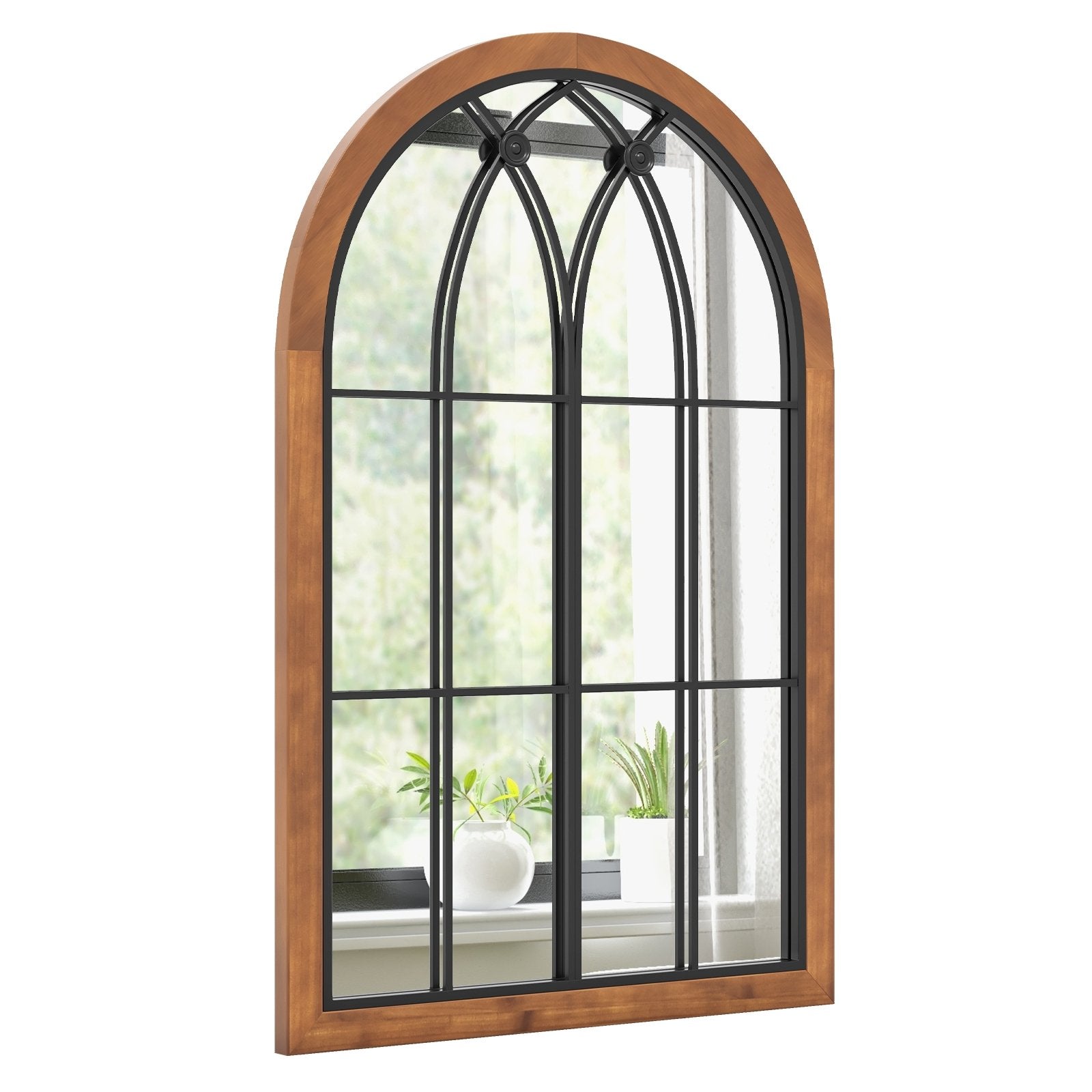 Arched Window Finished Mirror with Back Board, Natural at Gallery Canada