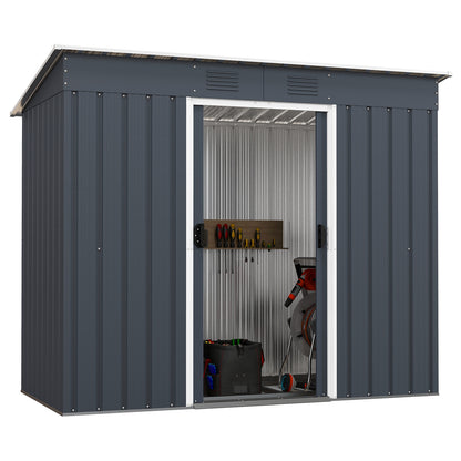 3.6 x 7.1 FT Outside Garden Storage Shed Tool House with Ground Foundation Frame, Dark Gray Sheds & Outdoor Storage at Gallery Canada