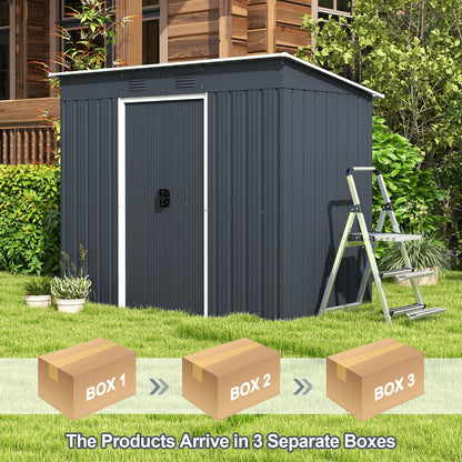 3.6 x 7.1 FT Outside Garden Storage Shed Tool House with Ground Foundation Frame, Dark Gray Sheds & Outdoor Storage at Gallery Canada