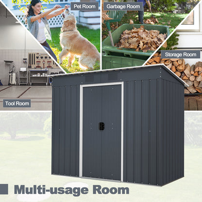 3.6 x 7.1 FT Outside Garden Storage Shed Tool House with Ground Foundation Frame, Dark Gray Sheds & Outdoor Storage at Gallery Canada