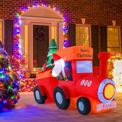 8.6 Feet Lighted Christmas Inflatable Train with Santa Claus Deer, Multicolor Christmas Inflatables at Gallery Canada