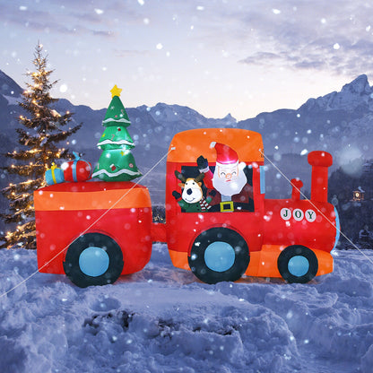 8.6 Feet Lighted Christmas Inflatable Train with Santa Claus Deer, Multicolor Christmas Inflatables at Gallery Canada