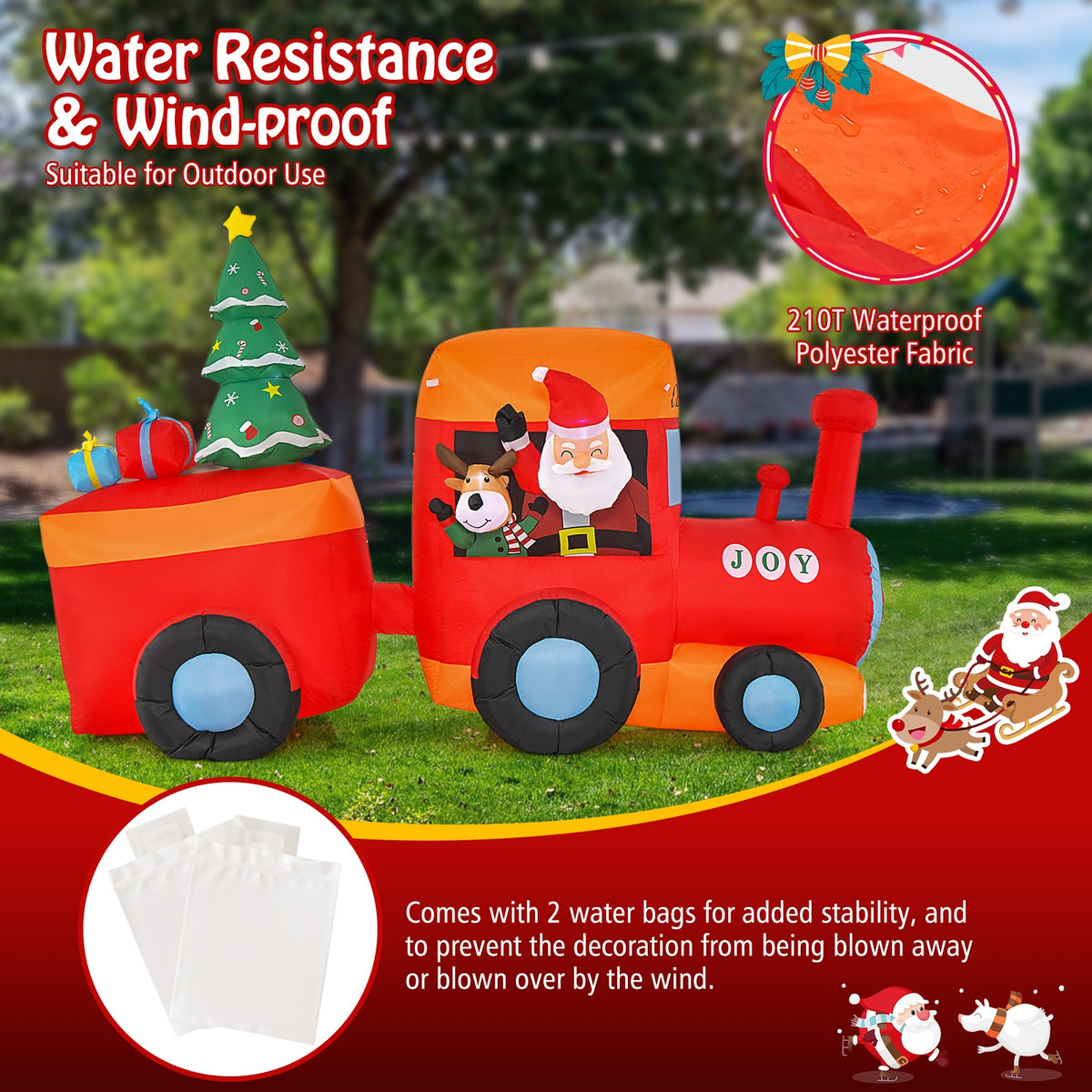 8.6 Feet Lighted Christmas Inflatable Train with Santa Claus Deer, Multicolor Christmas Inflatables at Gallery Canada