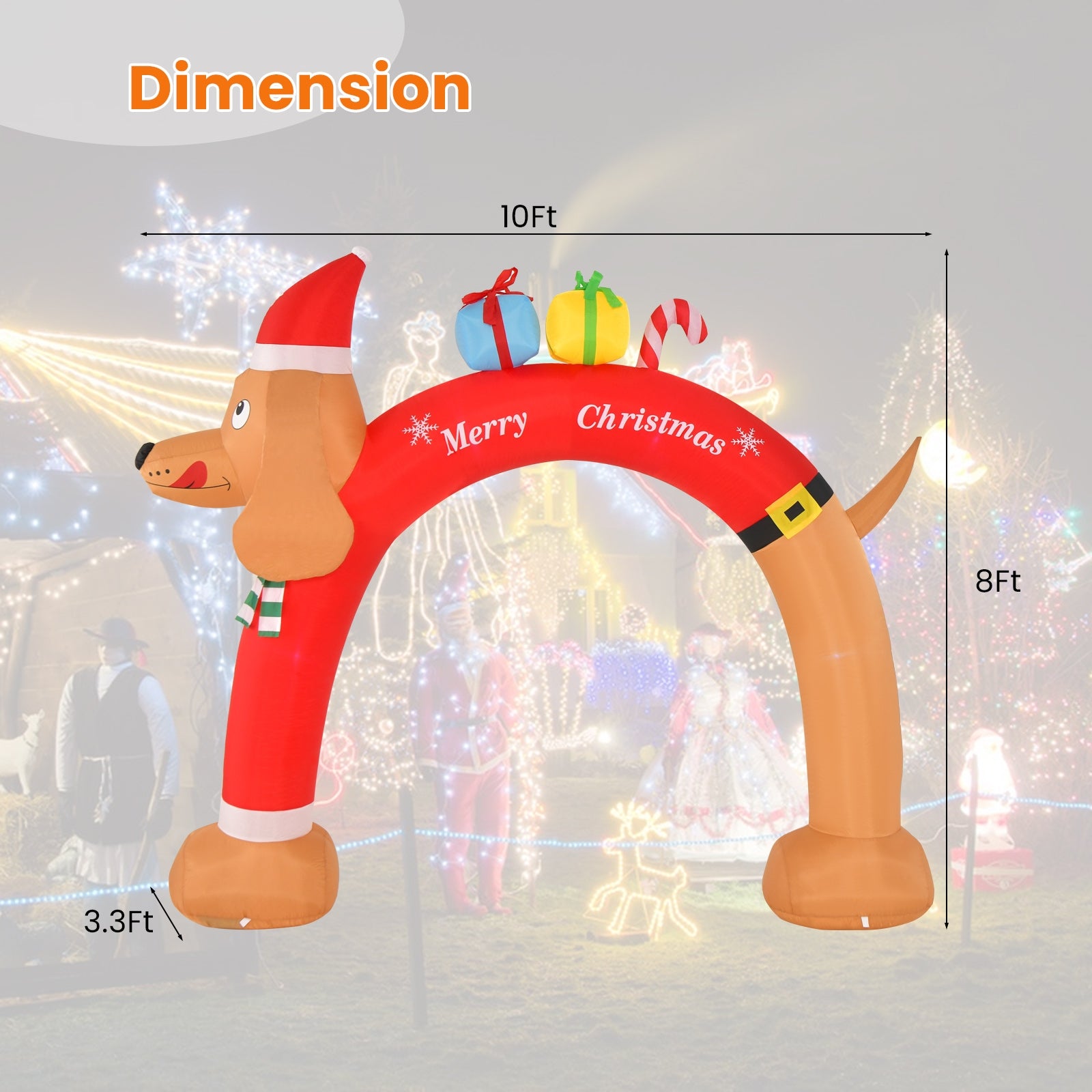 8 Feet Inflatable Christmas Dachshund Arch, Multicolor Christmas Inflatables at Gallery Canada