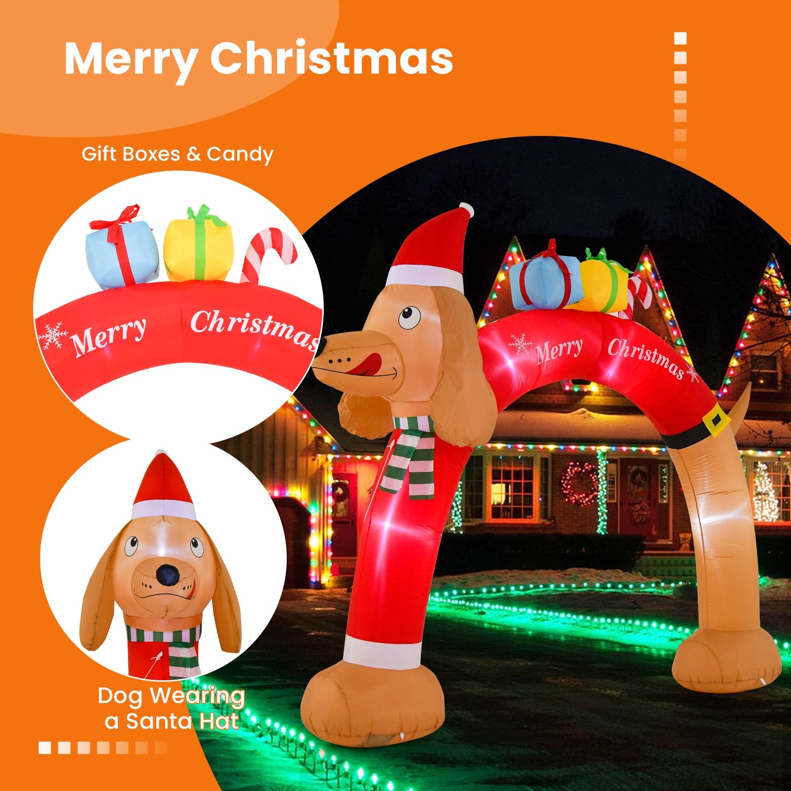 8 Feet Inflatable Christmas Dachshund Arch, Multicolor Christmas Inflatables at Gallery Canada