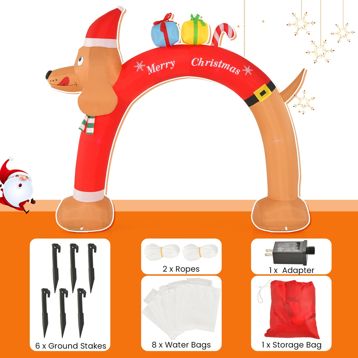 8 Feet Inflatable Christmas Dachshund Arch, Multicolor Christmas Inflatables at Gallery Canada
