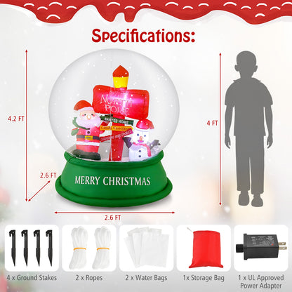 4 Feet Christmas Inflatable Snow Globe with Santa Snowman Road Sign, Multicolor Christmas Inflatables at Gallery Canada