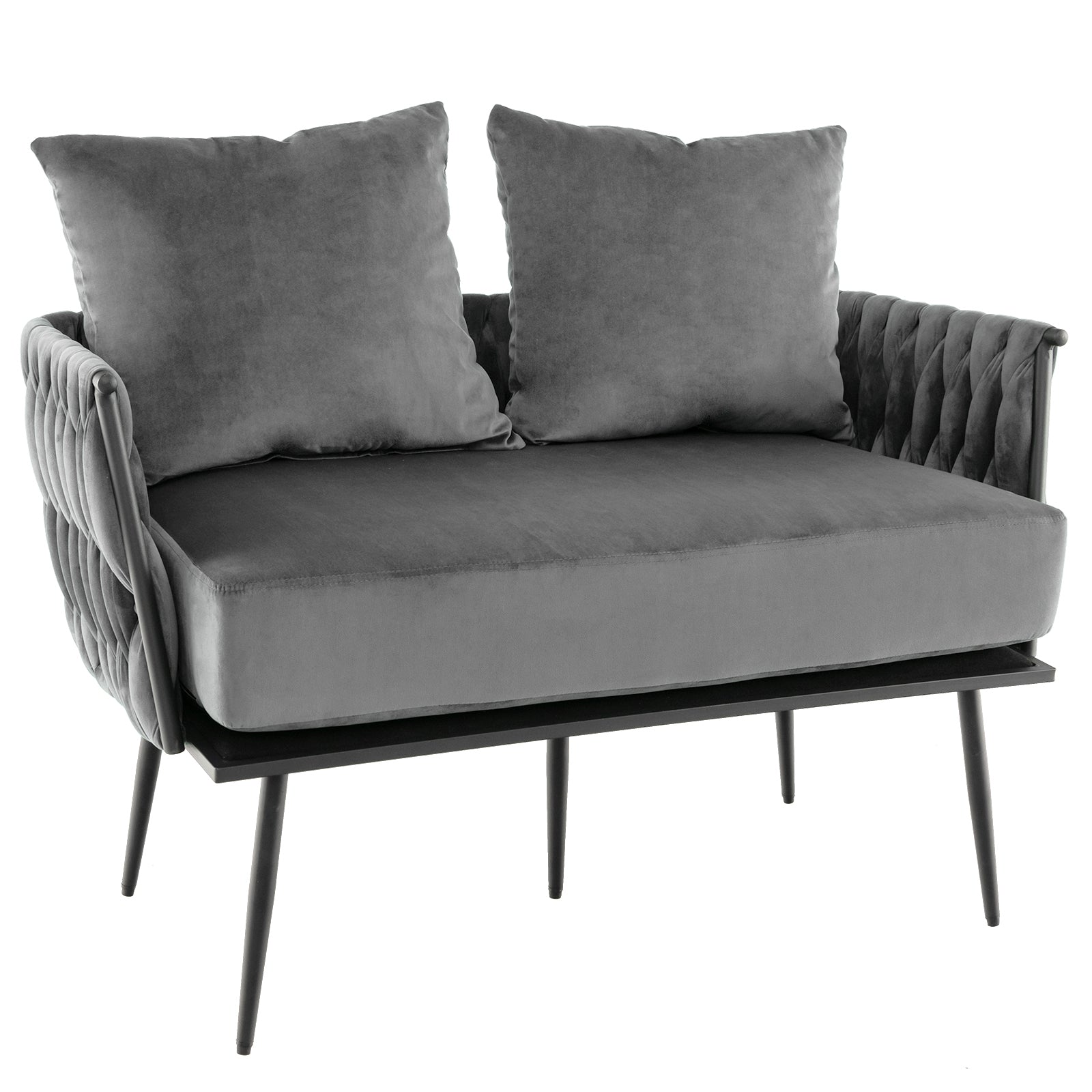 Modern Loveseat Sofa Upholstered Dutch Velvet Sofa Couch, Gray Sofas & Loveseats at Gallery Canada