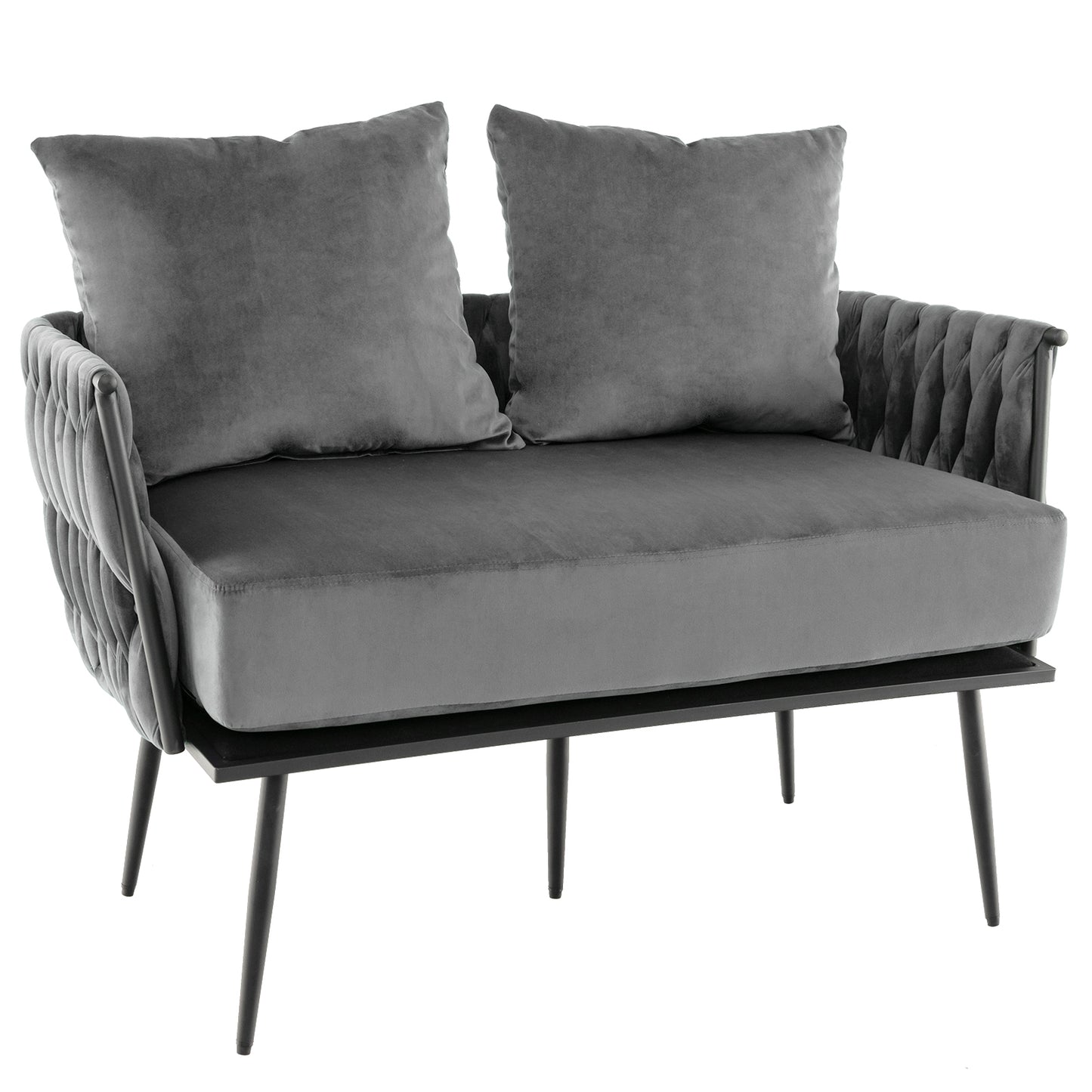Modern Loveseat Sofa Upholstered Dutch Velvet Sofa Couch, Gray Sofas & Loveseats at Gallery Canada