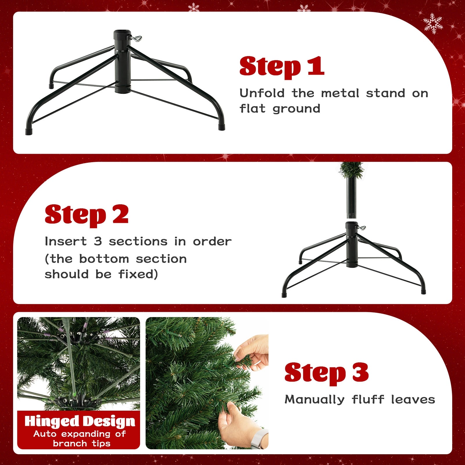 6/7/8 Feet Hinged Christmas Tree with PVC Branch Tips Warm White LED Lights-7 ft, Green Christmas Tree at Gallery Canada