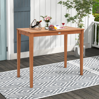 48 Inch x 24 Inch Rectangular Outdoor Eucalyptus Wood Bar Table for 4 People, Natural Patio Coffee Tables at Gallery Canada