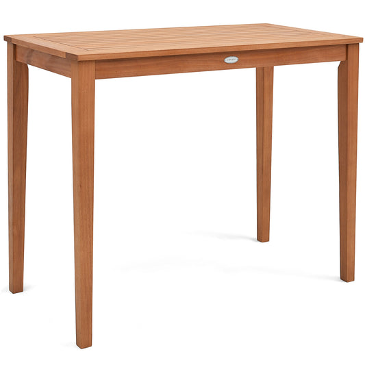 48 Inch x 24 Inch Rectangular Outdoor Eucalyptus Wood Bar Table, Natural Patio Coffee Tables Natural at Gallery Canada