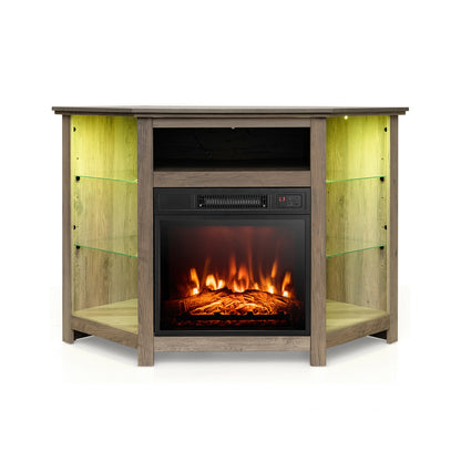 Corner TV Stand With LED Lights, Smart App Control, 50 Inches, Gray Entertainment Centers & TV Stands at Gallery Canada
