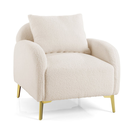Modern Upholstered Accent Chair with Removable Pillow and Soft Padded Seat, White - Gallery Canada