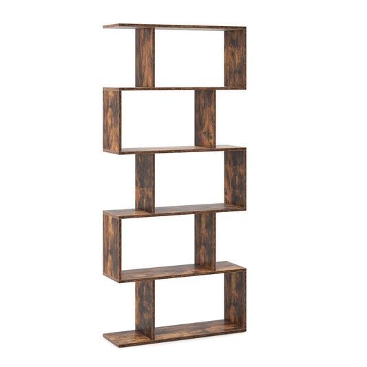 5-Tier Bookshelf with Anti-Toppling Device for Living Room Home Office, Rustic Brown - Gallery Canada
