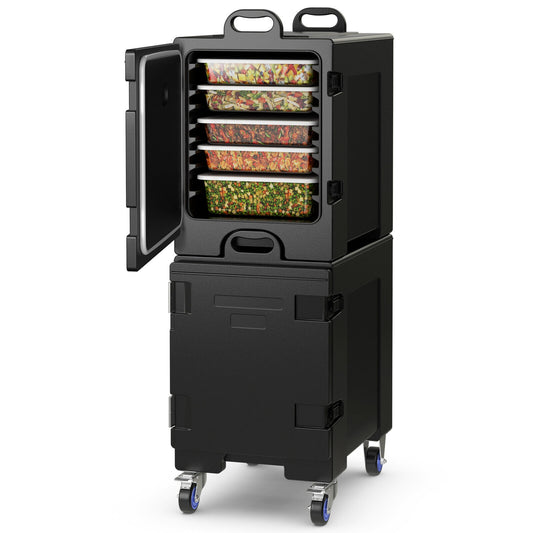 81 Quart Insulated Food Pan Carrier, Stackable, Black