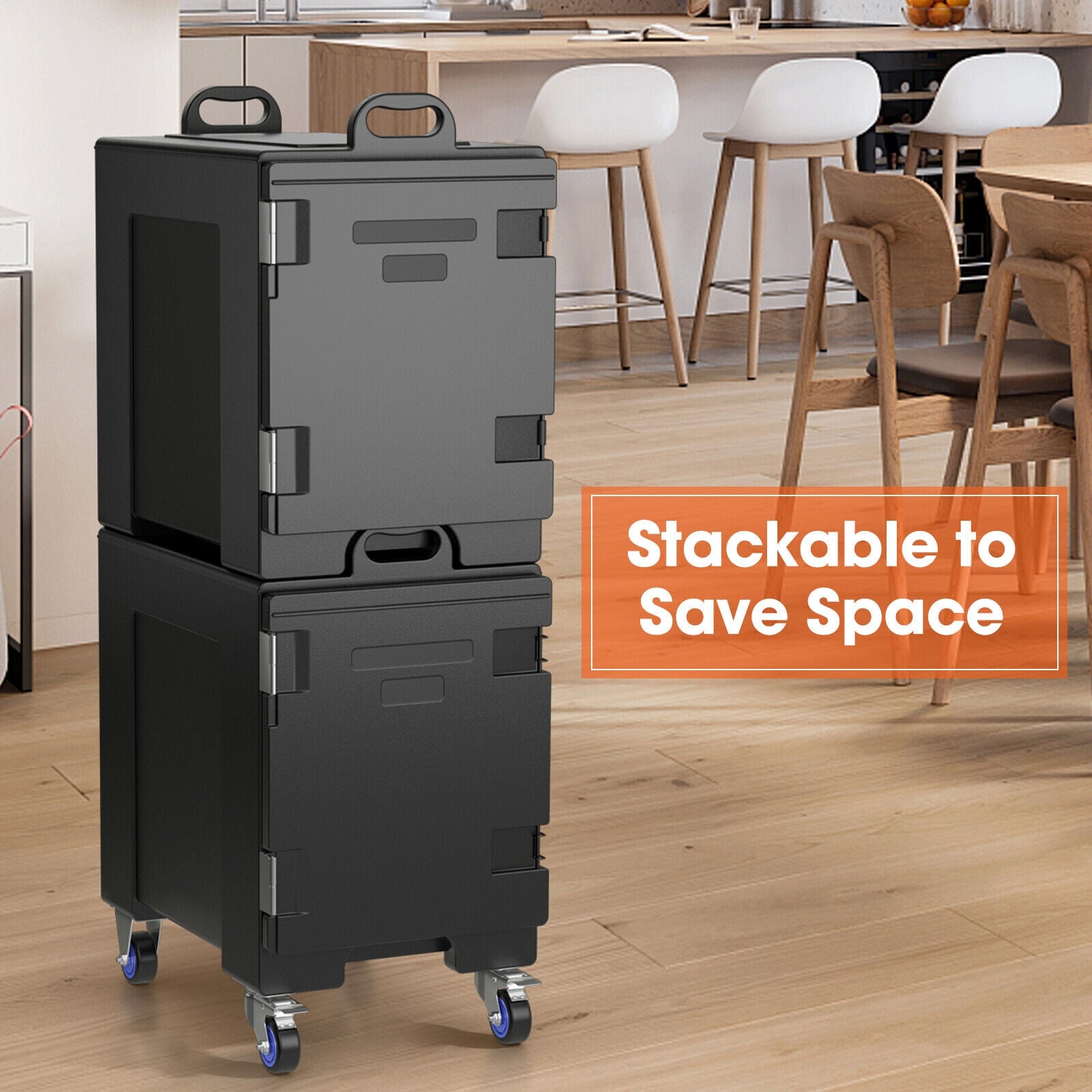 2 Pieces 81 Quart Insulated Food Pan Carrier Stackable, Black Food Warmers & Burners at Gallery Canada