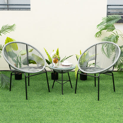 3 Pieces Patio Acapulco Furniture Bistro Set with Glass Table, Gray Patio Conversation Sets at Gallery Canada