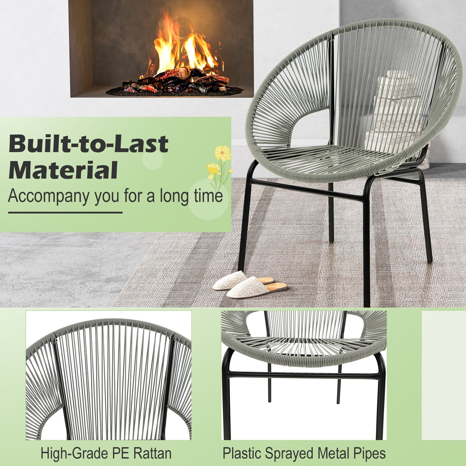 3 Pieces Patio Acapulco Furniture Bistro Set with Glass Table, Gray Patio Conversation Sets at Gallery Canada